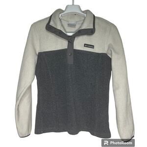 Columbia Fleece Pullover 1/4 Zip Gray Cream Colorblock Women's Size PS USED